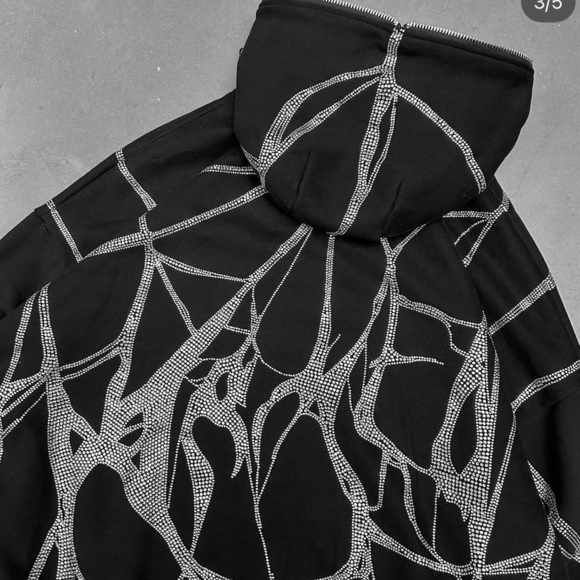 RARE Named Collective Poison Spider Web Rhinestone Track Suit Hoodie Pants - Picture 6 of 8